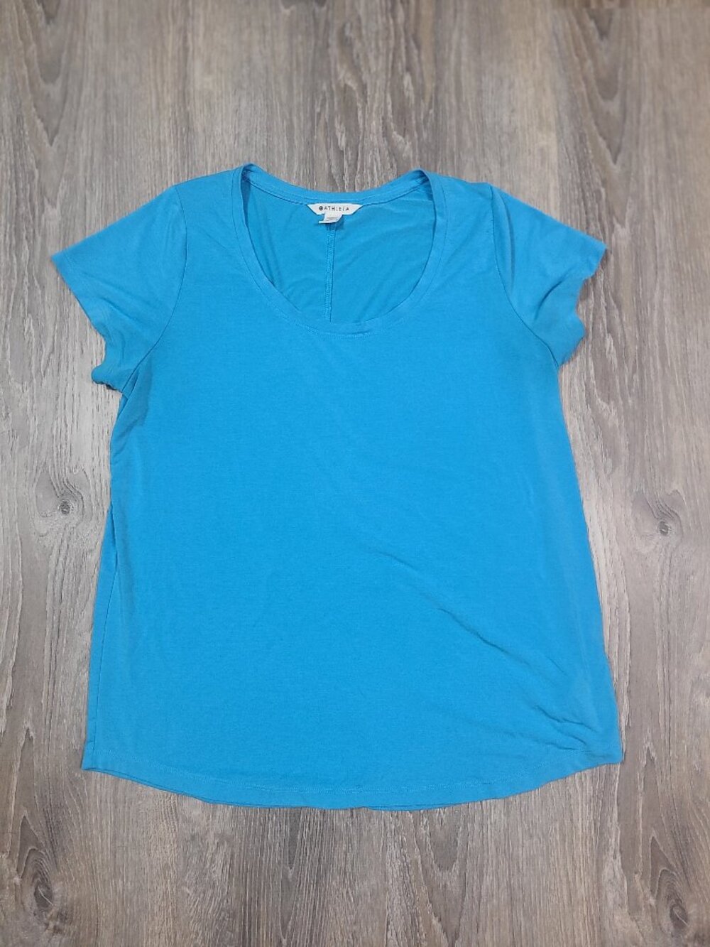 Athleta Bright Cerulean Blue Essential Scoop Neck Short Sleeve Tee Shirt Size L